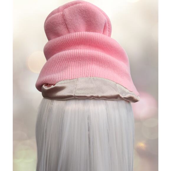 Cap Beanie Pink Lined with White Hello Kitty and Pink Bow - Picture 6 of 6